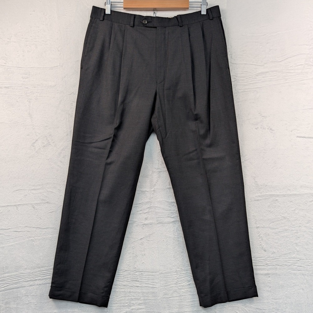 VTG Ralph Ralph Lauren Pants Mens 35x29 Gray Wool Cashmere Pleated Old Money 90s